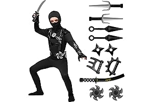 Spooktacular Creations Halloween Boys Ninja Costume: Black Ninja Costume Accessories Set with...