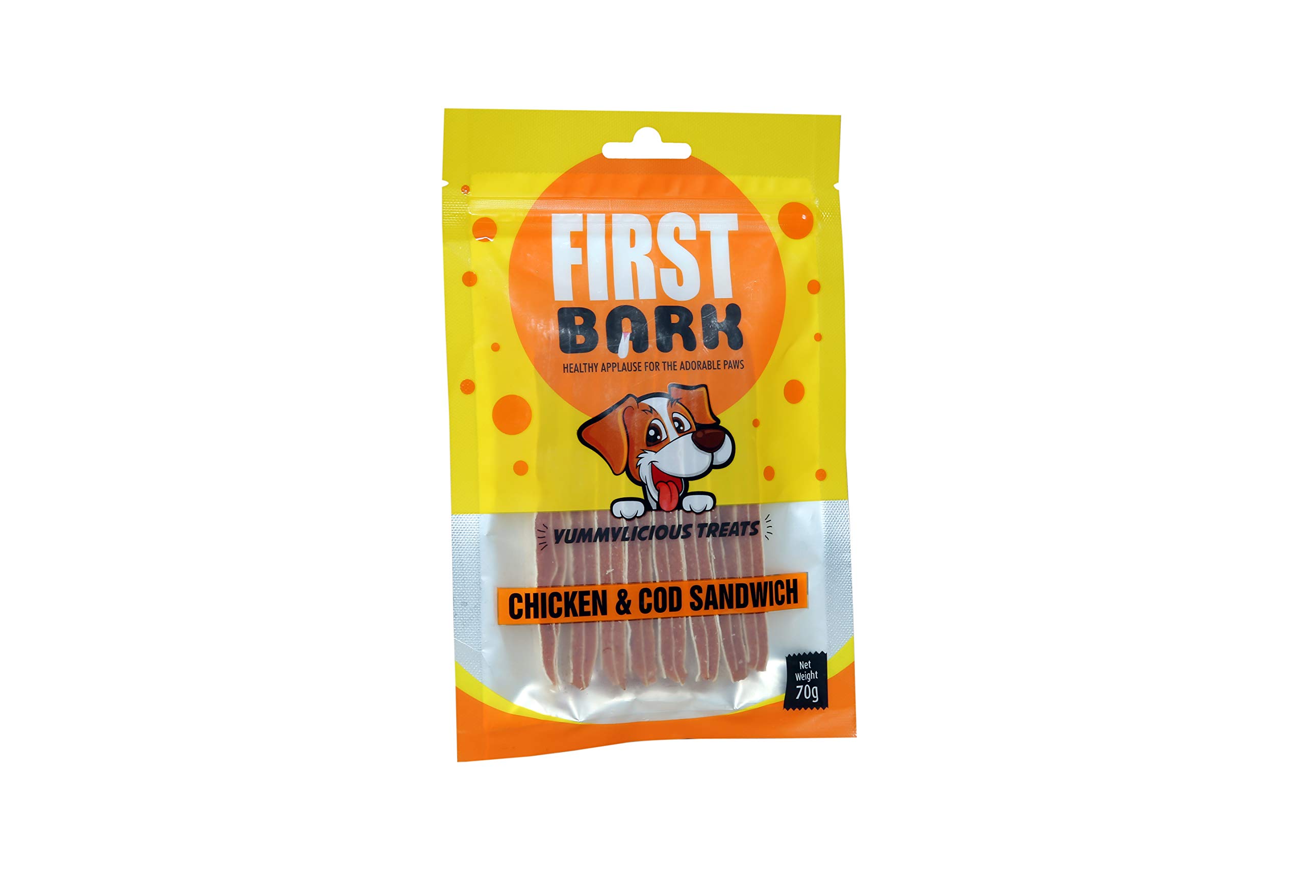 First Bark Chicken Jerky Dog Treats, Made Chicken, High Protein, Digestible Healthy Snack & Training Treat, Free from by-Products & Gluten, Chicken & Cod Sandwich, 3 Pack (3X70G) for All Life Stages (B084K6HT7M) Amazon Price History, Amazon Price Tracker