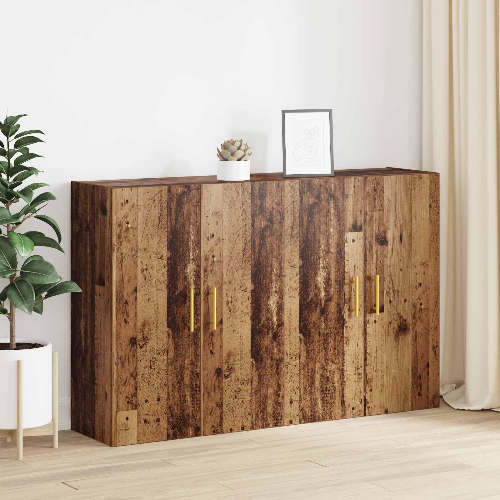 Makastle Armoire Murale 2 pc Bois Ancien 69,5 x 34 x 90 cm