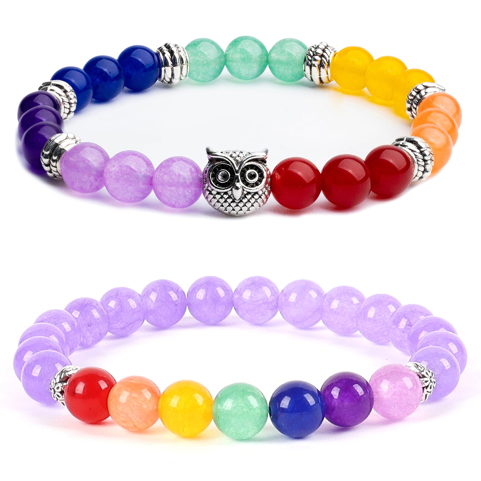 7 Chakra Bracelet Crystal Gemstone Round Yoga Stone Beads Bracelets for Womens Men