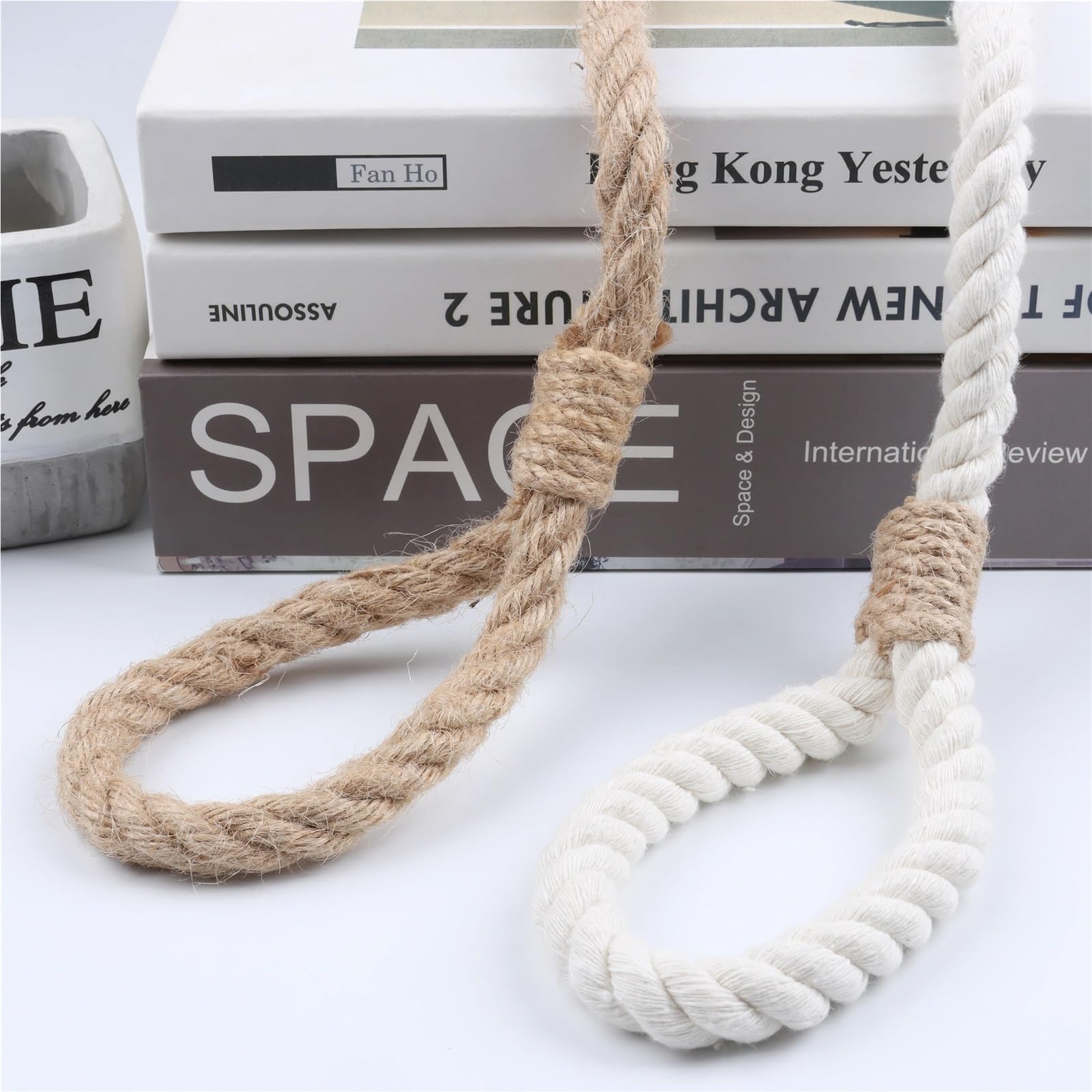 Alzapaños De Cortina Trenzados 3 Pares de Hermosos alzapaños de Yute Suave for Cortinas, Hechos a Mano, Decorativos.(Khaki)