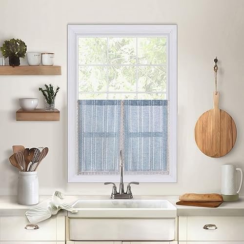 Miniatura 2 de ColorBird Cortinas de rayas azules, 84 pulgadas 36 pulgadas 18 pulgadas