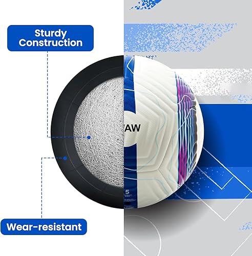 Miniatura 3 de Balón de fútbol oficial Match tamaño 5 Piel sintética impermeable, incluye bomba y agujas, bolsa de almacenamiento de malla para un fácil transporte