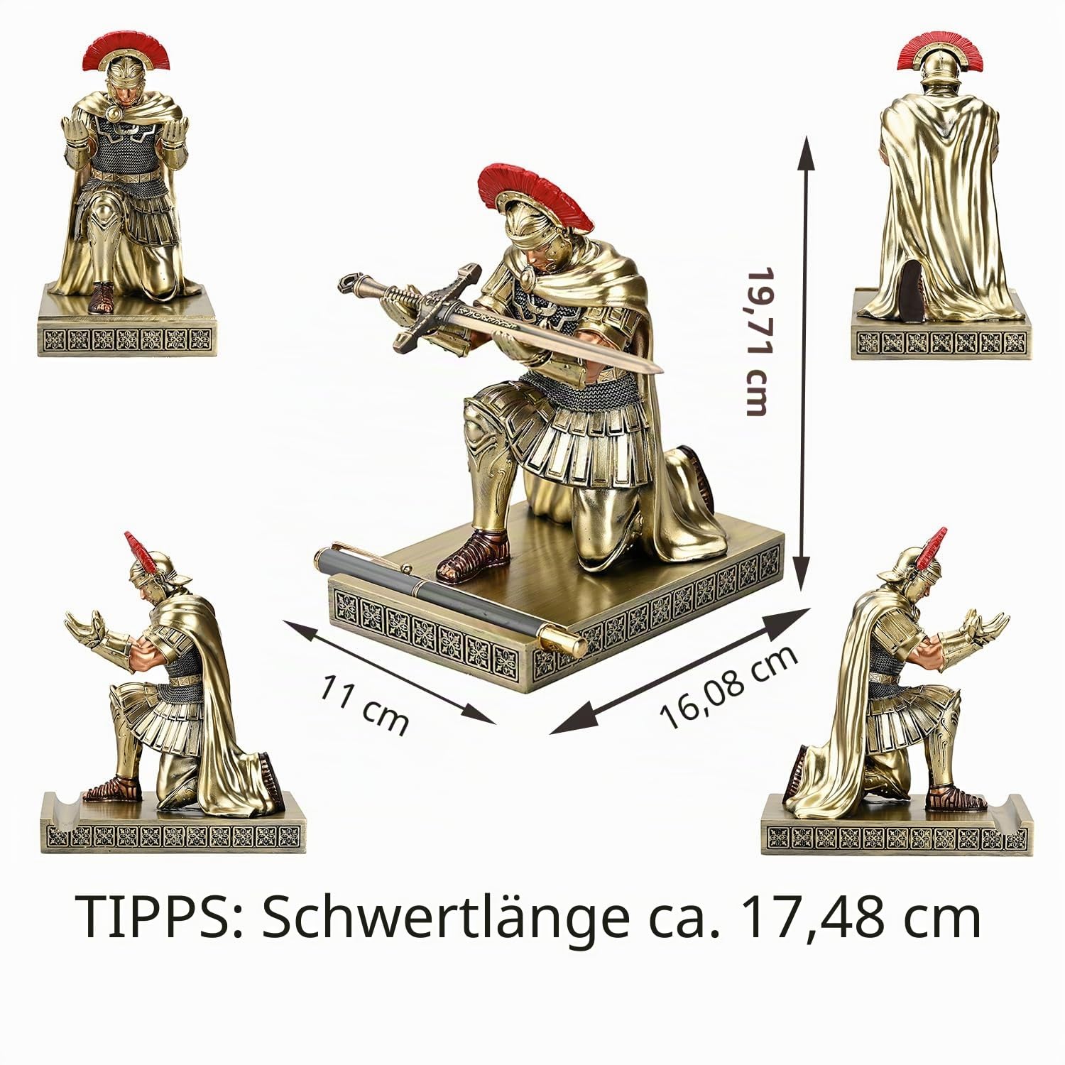 Centurion Cloak Warrior Knight Stifthalter, Handy-Ständer, Schreibtisch-Organizer und Zubehör als Geschenk für Büro und Zuhause (Bronze)