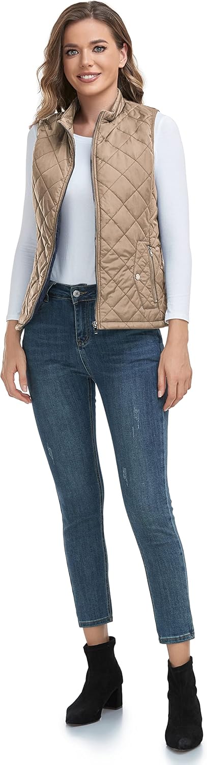 LONGKING 2025 Upgraded, Women's Outwear Vest With One Inner Pocket - Stand Collar Lightweight Zip Quilted Vest for Women - Image 6
