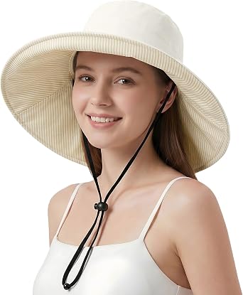 Wide Brim Sun Hats for Women UV Protection Beach Hat Packable Floppy Bucket Hats for Hiking Travel Gardening Fishing