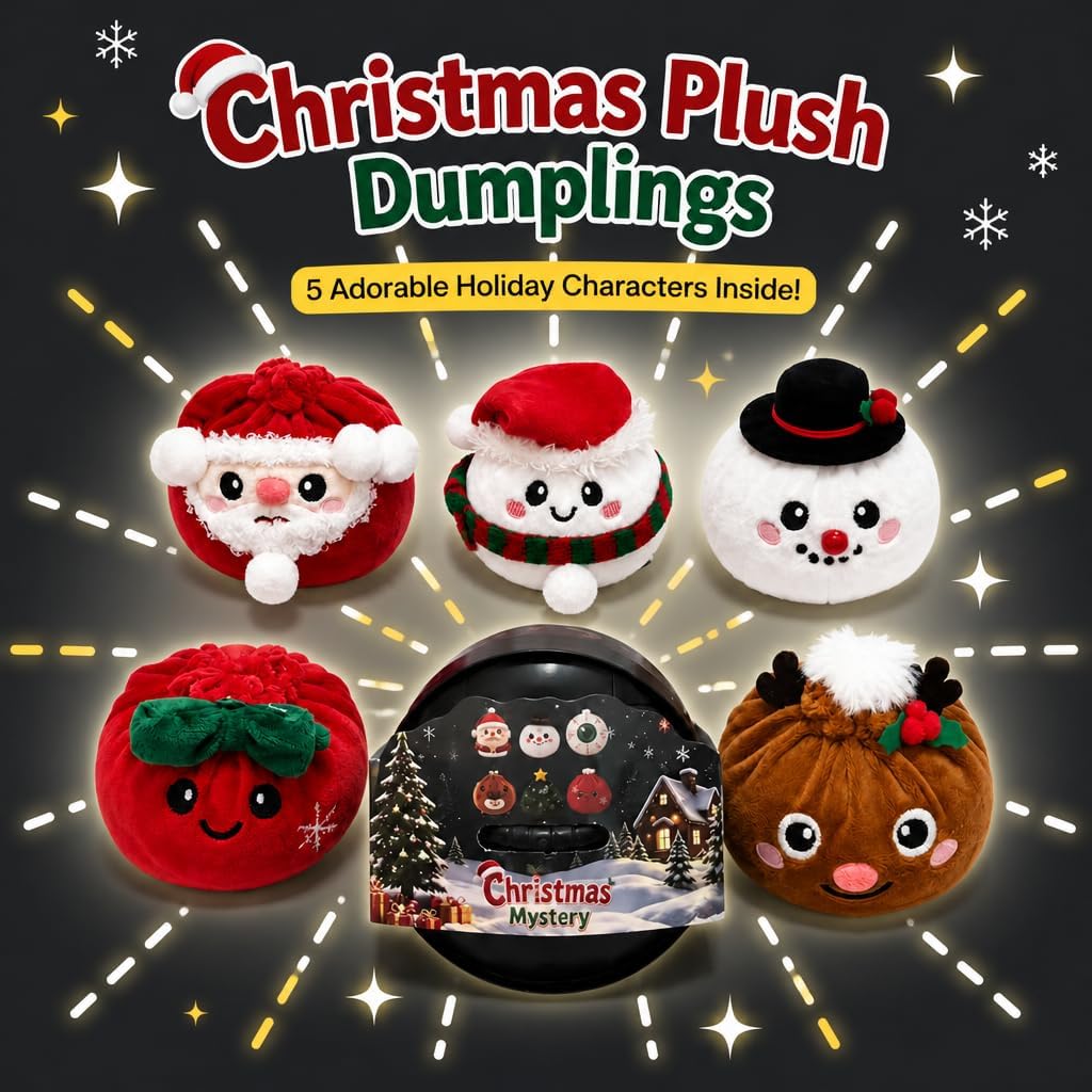 Christmas Dumpling Plush Blind Box Style Gift Set With Mini Steamer Baskets