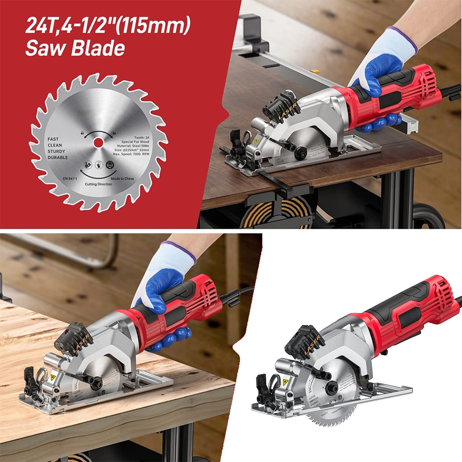 Amazon | JINGFENG ミニ丸鋸 4.8Amp 4-1/2 インチ コンパクト丸