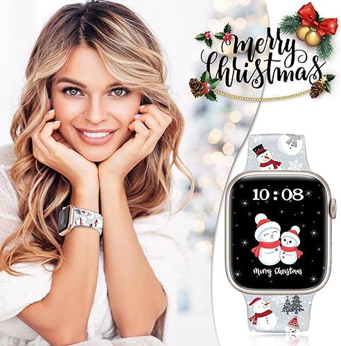 Miniatura 4 de Correa de reloj de Navidad y Halloween para Apple Watch, correa de silicona impresa de repuesto para iWatch 1 2 3 4 5 6 7 8 Ultra 1.496 in 1.575 in