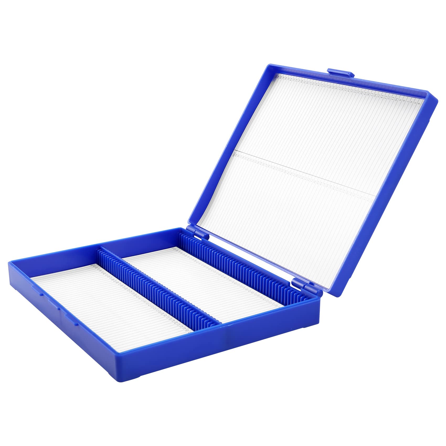 Boîte rectangulaire en plastique pour 100 lames de microscope Bleu roi