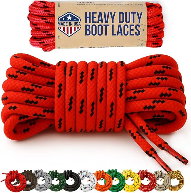 Honey Badger Boot Laces Heavy Duty w/Kevlar - Made in USA - Thick Bootlaces for Work and Hiking Boots