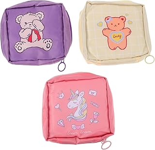 KALLORY Adorable Period Bag 3Pcs Napkin Pouch Adorable Tampon Pouch Washable Period Bag Pad Pouches Practical Period Pouch
