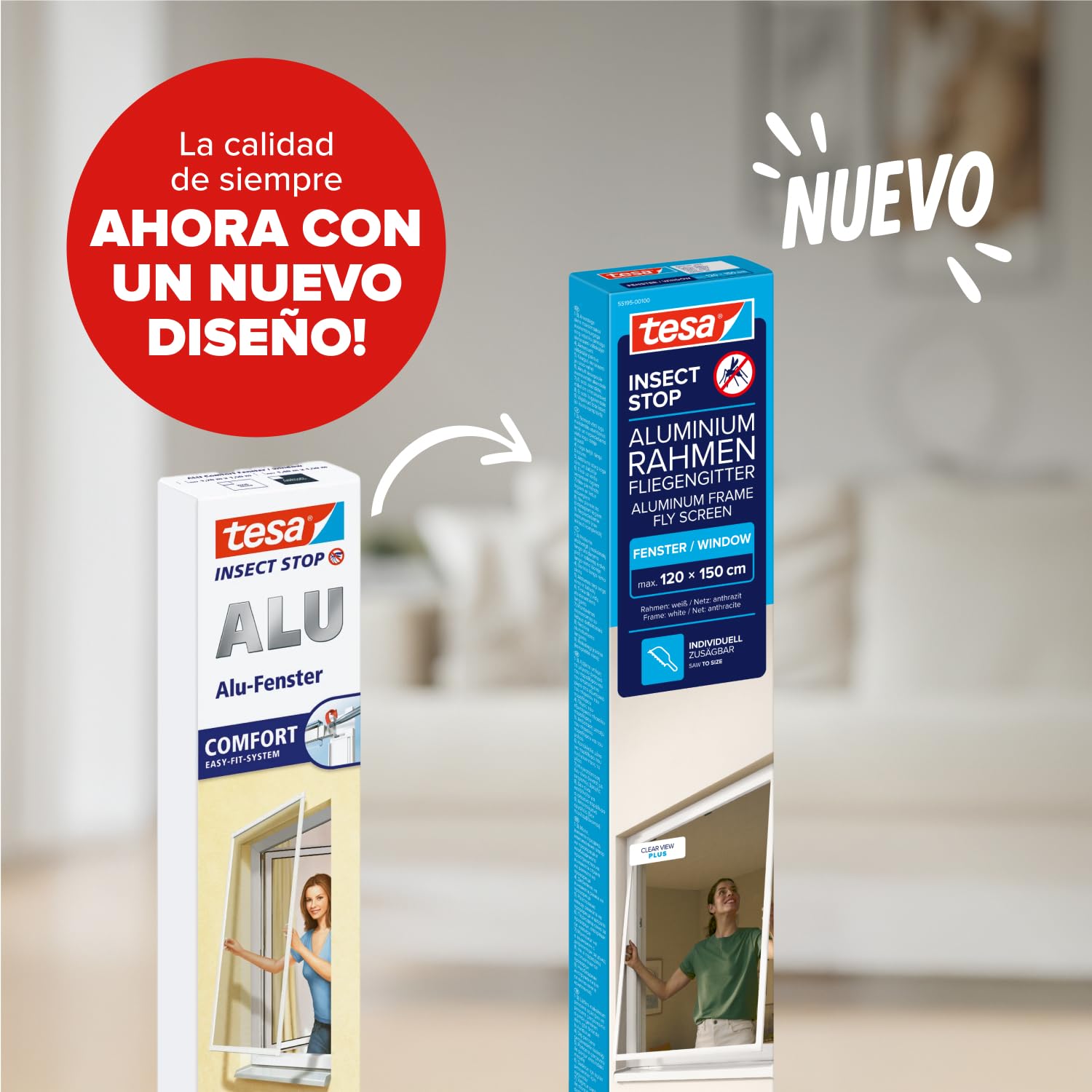 tesa INSECT STOP Mosquitera con marco de aluminio, ventanas
