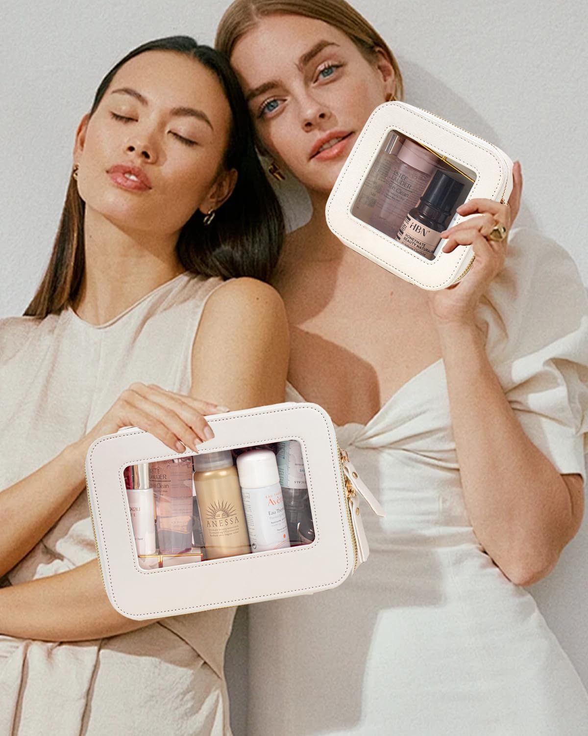 FFpaw Clear Makeup Bag Set, TSA Approved Toiletry Bag Travel Makeup Bag Clear Cosmetic Travel Bag Small Makeup Bag Organizer Waterproof Portable Car Essentials for Women