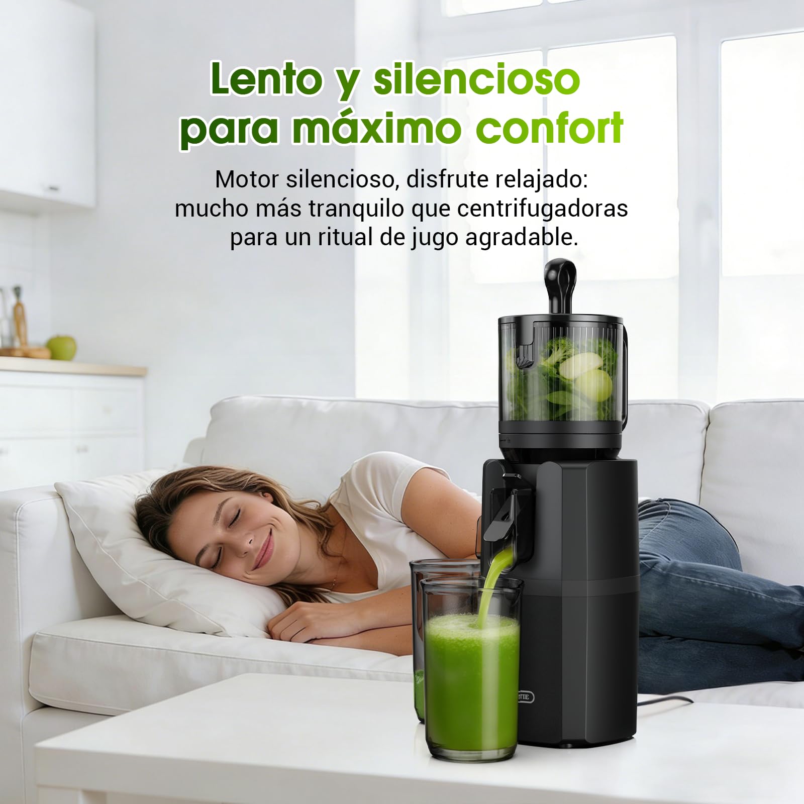 WETIE Estrattore Lento Frutta e Verdura, Estrattore di Succo a Freddo con Apertura Extra Large 120mm, 99% Resa, Facile da Smontare e Pulire, BPA Free, Include 2 Bicchieri e Ricettario