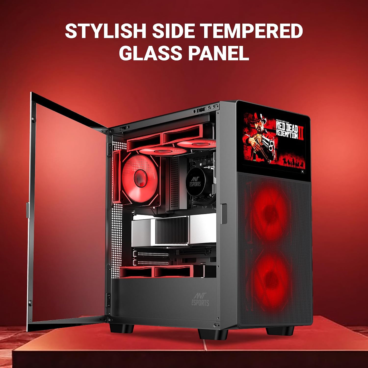 Ant Esports ICE Digital C3 ATX Computer Case/Gaming Cabinet - Black | Support ATX, Micro-ATX, Mini-ITX, Pre-Installed 2 Front Fans & 1 Rear ARGB Fans thumbnail 2