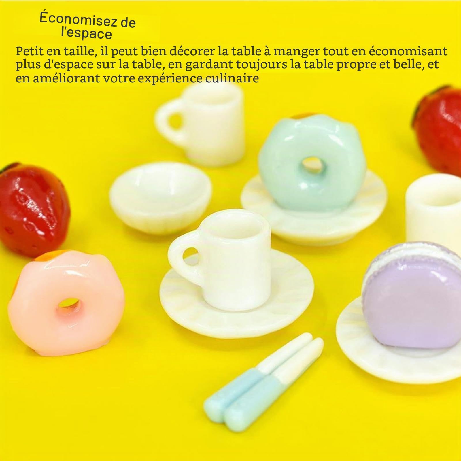 Tasses Miniatures 40 Pièces, Accessoires de Cuisine Miniatures, Forme de Simulation, Style Mignon, Résine/Plastique Cuisine Miniature, Adapté au Jeu de Rôle, Accessoires, Décoration de Table
