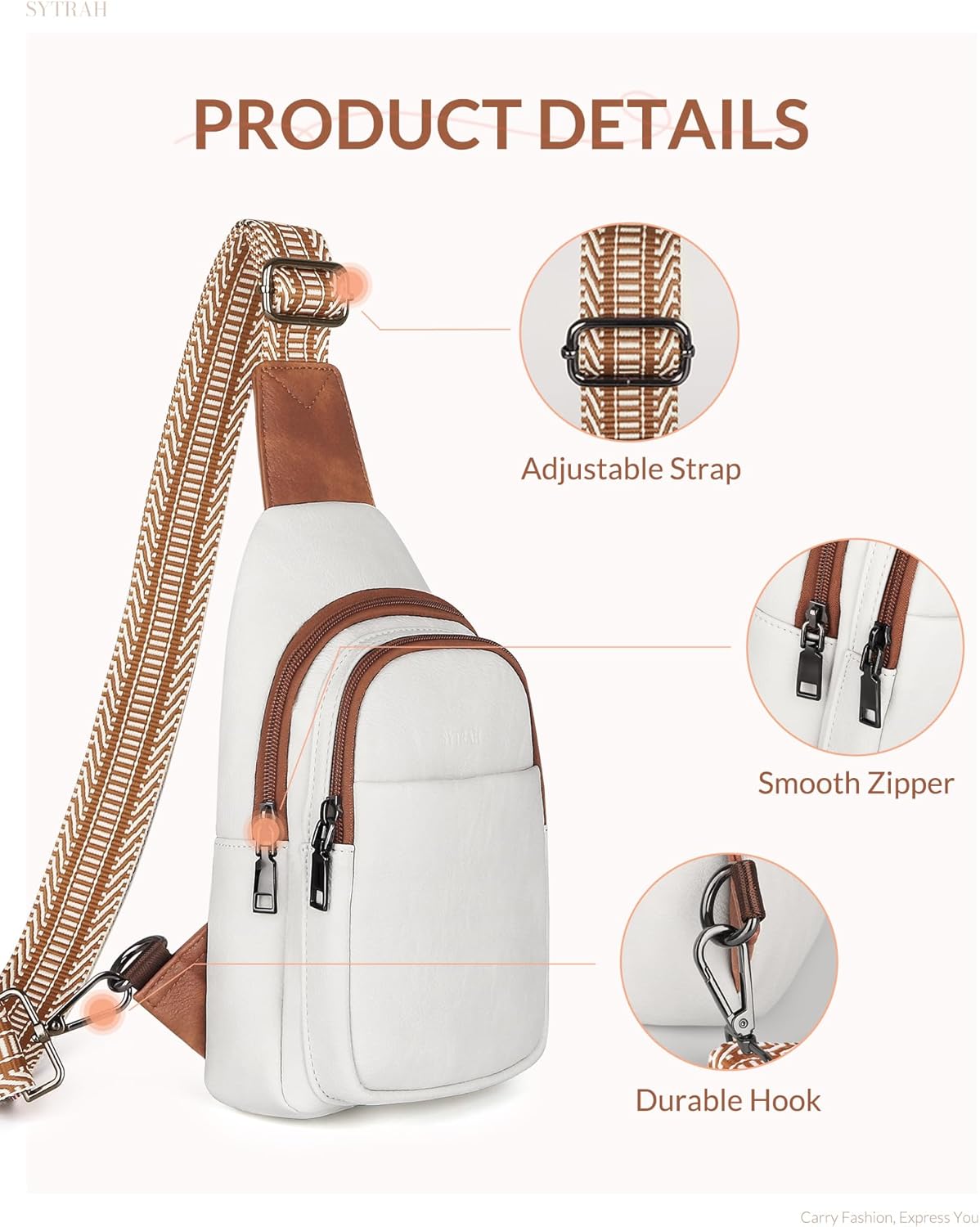 Sling Bag for Women, Crossbody Bags Purse for Women Trendy Vegan Leather Fanny Pack with Adjustable Strap - Image 6