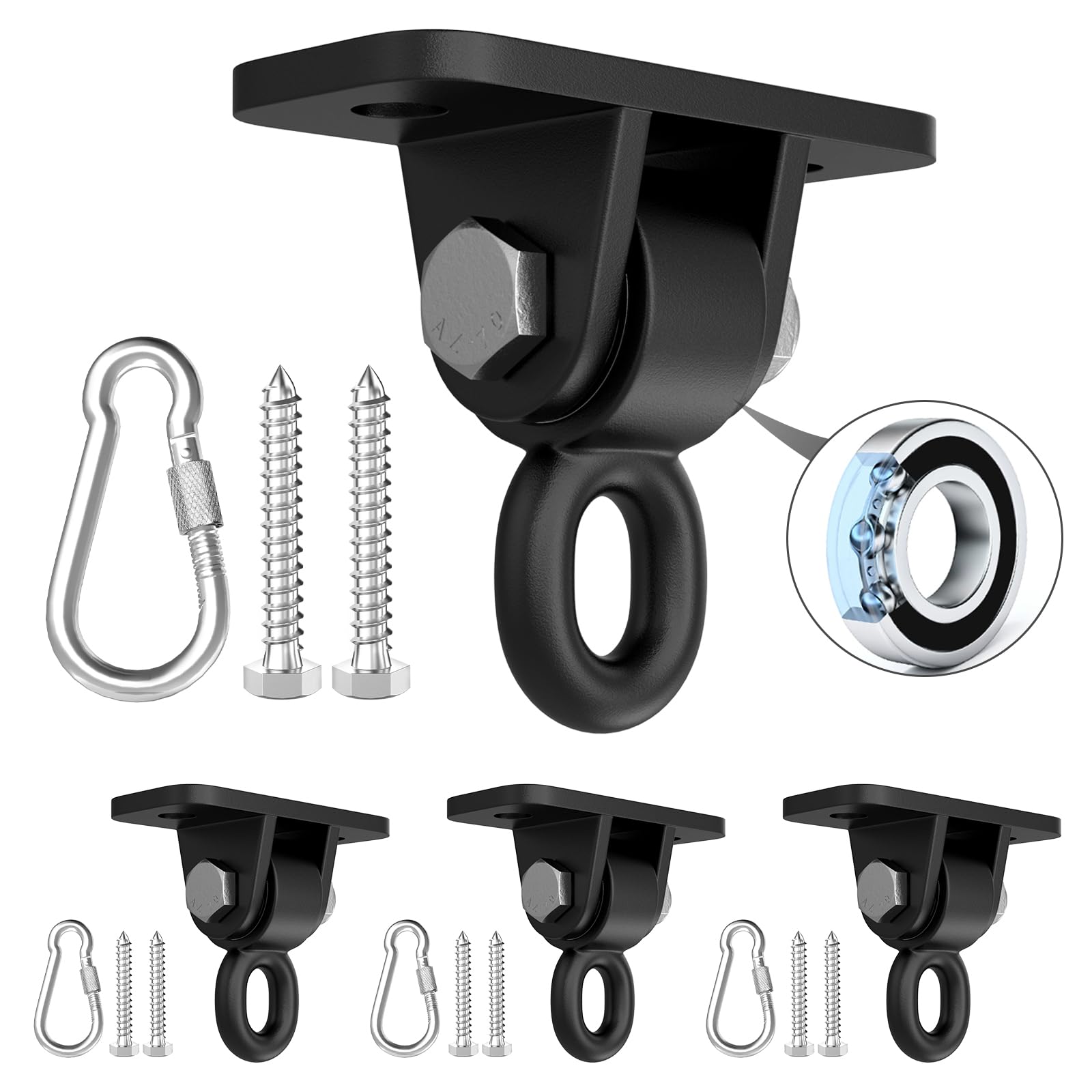 Porch Swing Hanging Kit with Swirl Bearing, Magacyo Heavy Duty Swing Hangers Outdoor Indoor Ceiling Patio Playground Tree Swingset Hardware Bracket