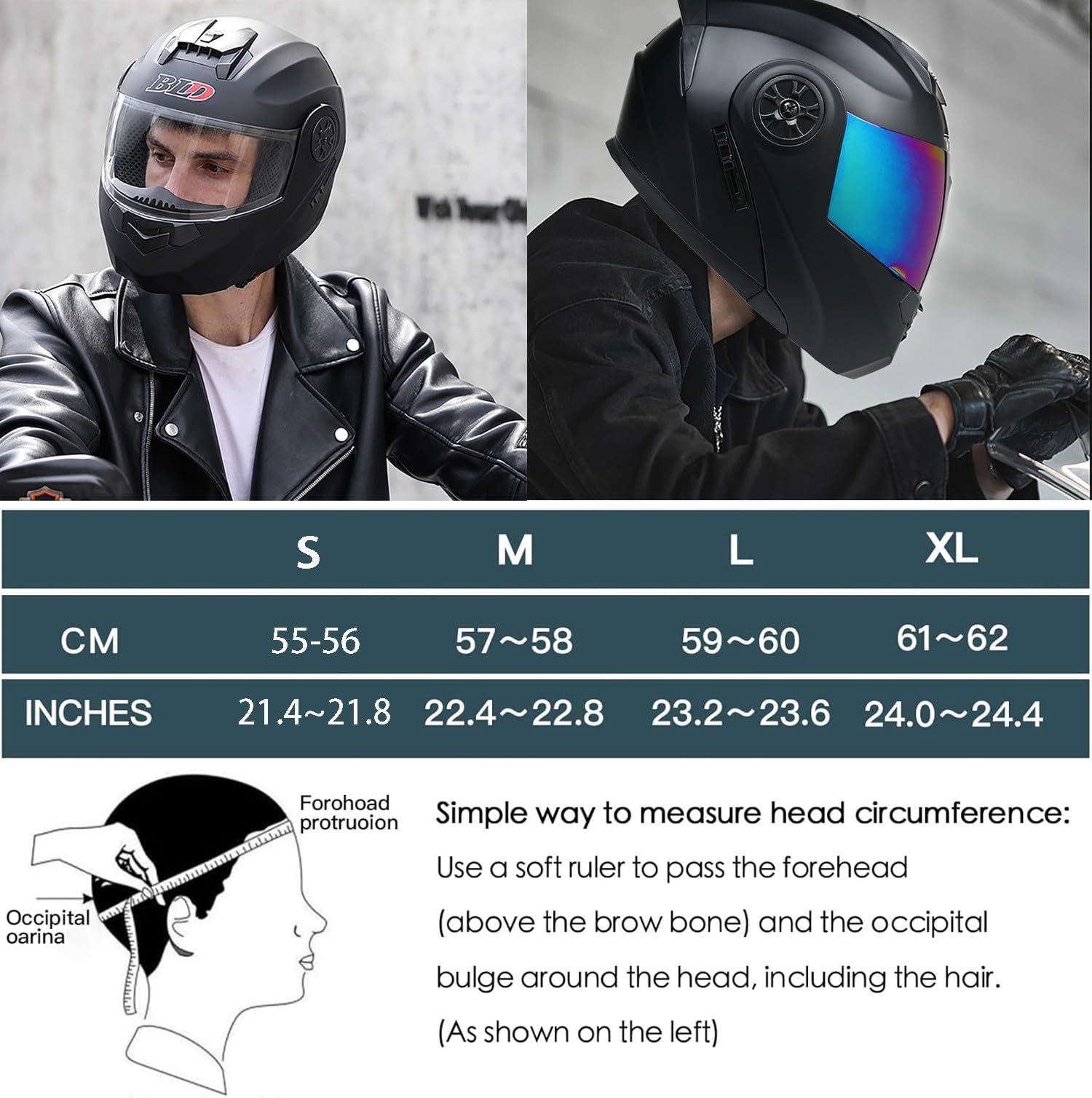 Casco Modular Motocicleta Abatible, Integrado Casco Moto, ECE Homologado con Doble Visera, con Guantes Y Cubrecara, para Adultos Hombres Mujeres Scooter Cruiser Ciclomotor V,Small