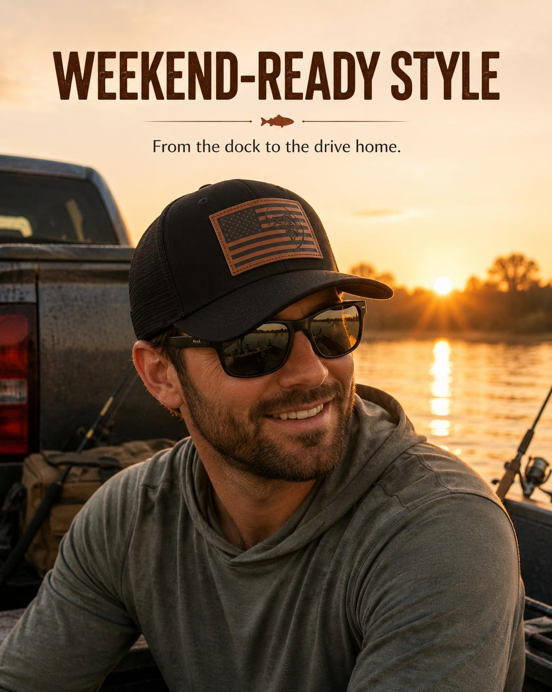 Waldeal Fishing Gifts for Men, Adjustable Fishing Trucker Hat, for Grandpa Dad Grandfather Uncle Brother