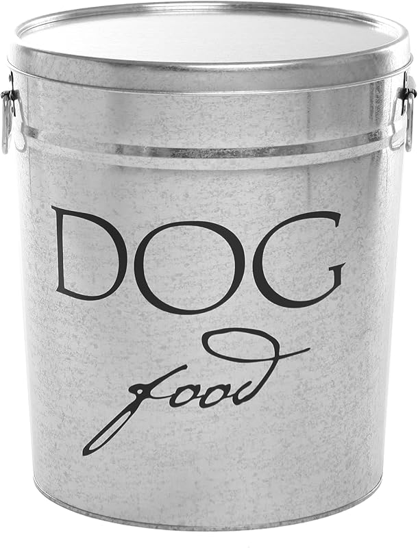 Recipiente Grande para Armazenar Ração de Cães em Aço Inoxidável Hermético Harry Barker Classic Silver – Até 18,14 kg