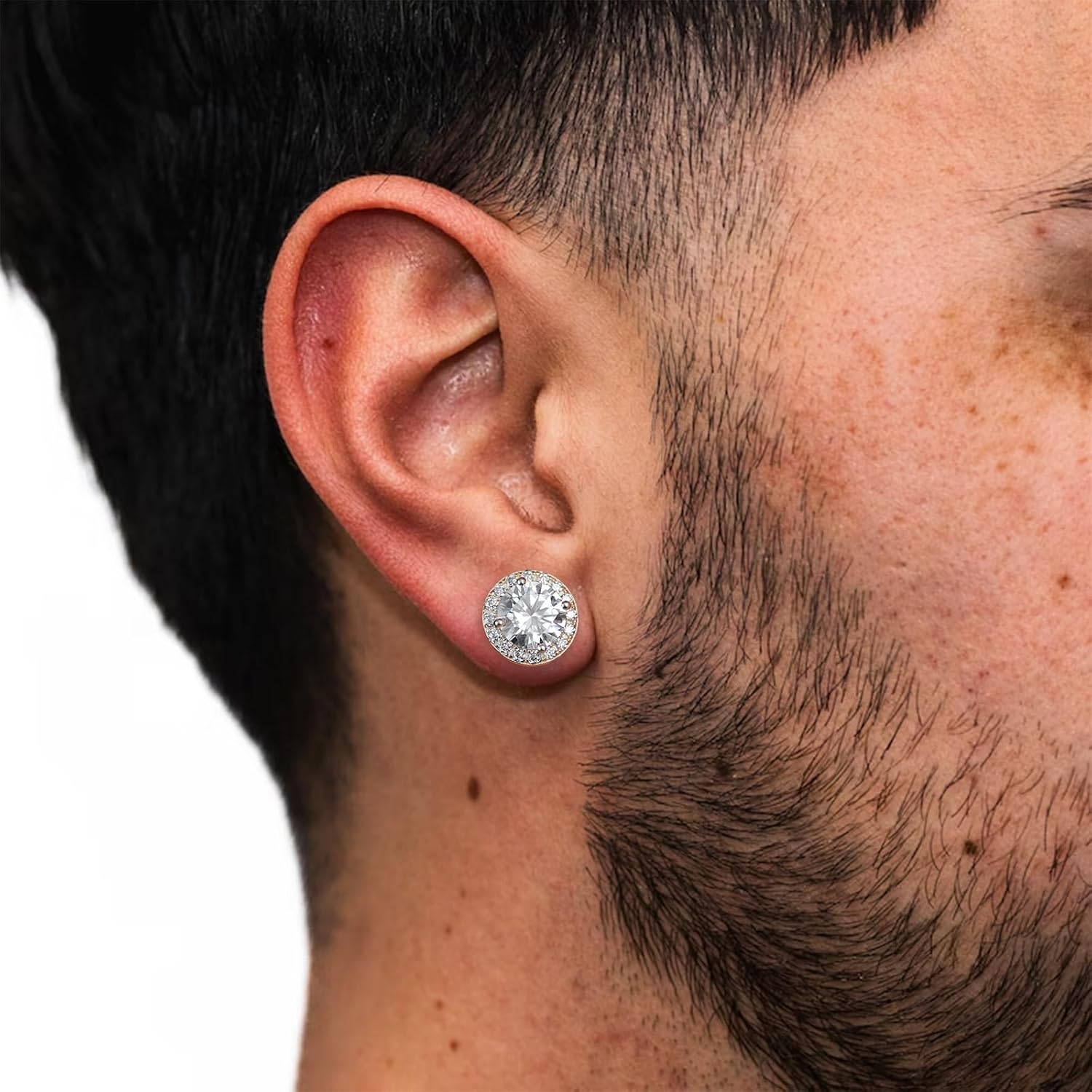 Stud Earrings for Men, 925 Sterling Silver Stud Earrings Hypoallergenic, Screw Back CZ Stud Earring for Women, 5mm/6mm/8mm/10mm Iced Out Mens Earrings