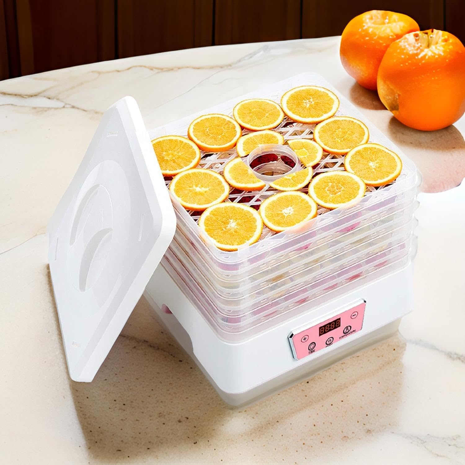 Food Dehydrator with 5 Stackable Tray|Fruit Dryer Machine Home|Vegetable,Flower,Meat Beef Jerky Drying (White)