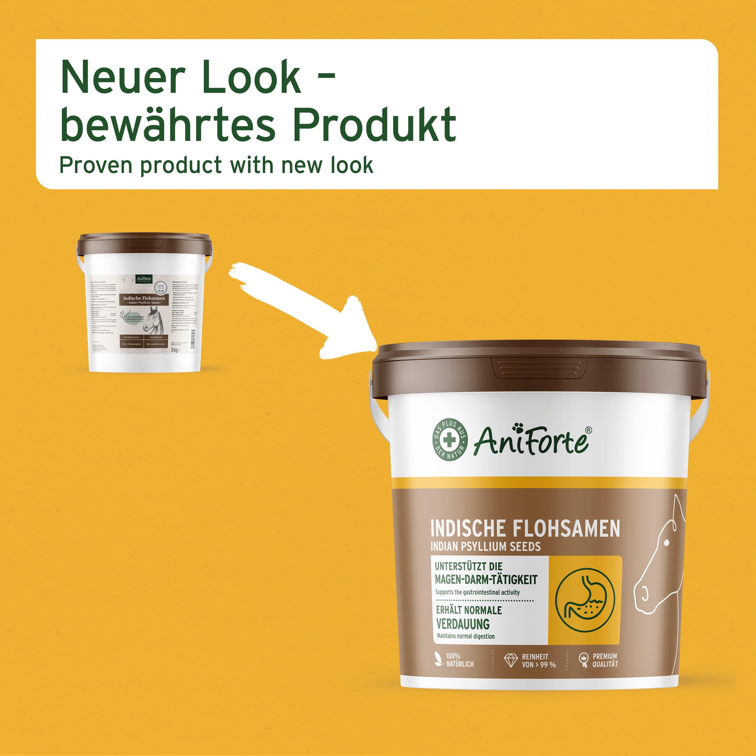 AniForte Flohsamen Pferd 3kg – Indische Flohsamenschalen & Psyllium bei Kotwasser, Sandkoliken & Verstopfung, für Darmreinigung & Verdauung, optimiert Kotbeschaffenheit, Rohkost-Qualität