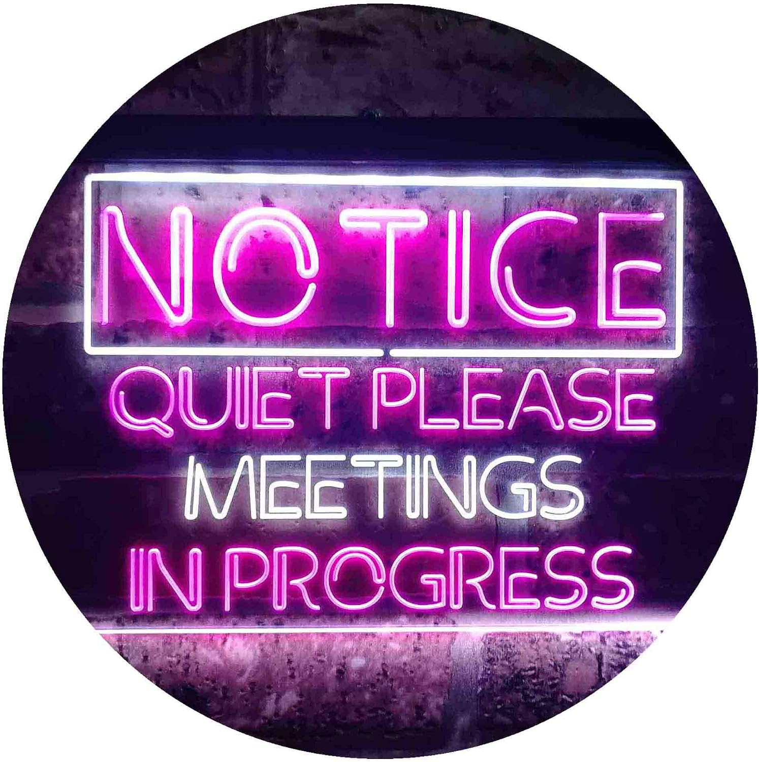 ADVPRO Meeting in Progress Quiet Please Room Dual Color LED Neon Sign White & Purple 16" x 12" st6s43-i3511-wp