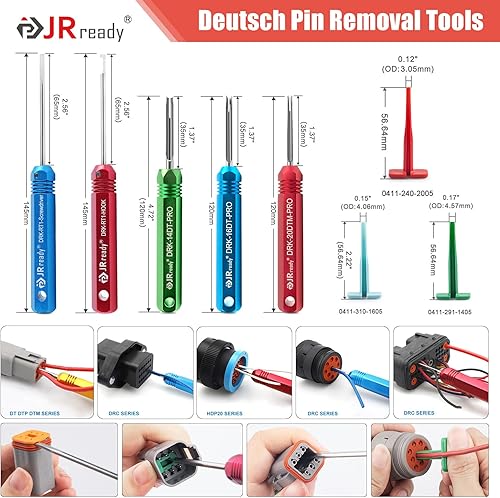 Miniatura 7 de JRready Kit de conector DT de 2 3 4 6 8 12 pines con engarzador, tamaño 16 contactos estampados, kit de herramientas de extracción de pasadores
