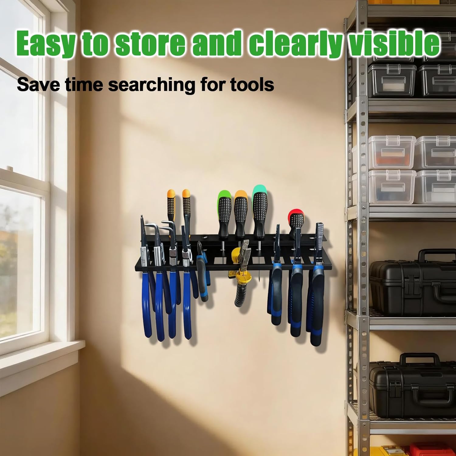 15.3-inch Manual Tool Organizer Rack, Multi-Function Storage Rack, Screwdriver Holder Wall-Mounted Storage Rack, Suitable for Garages and More