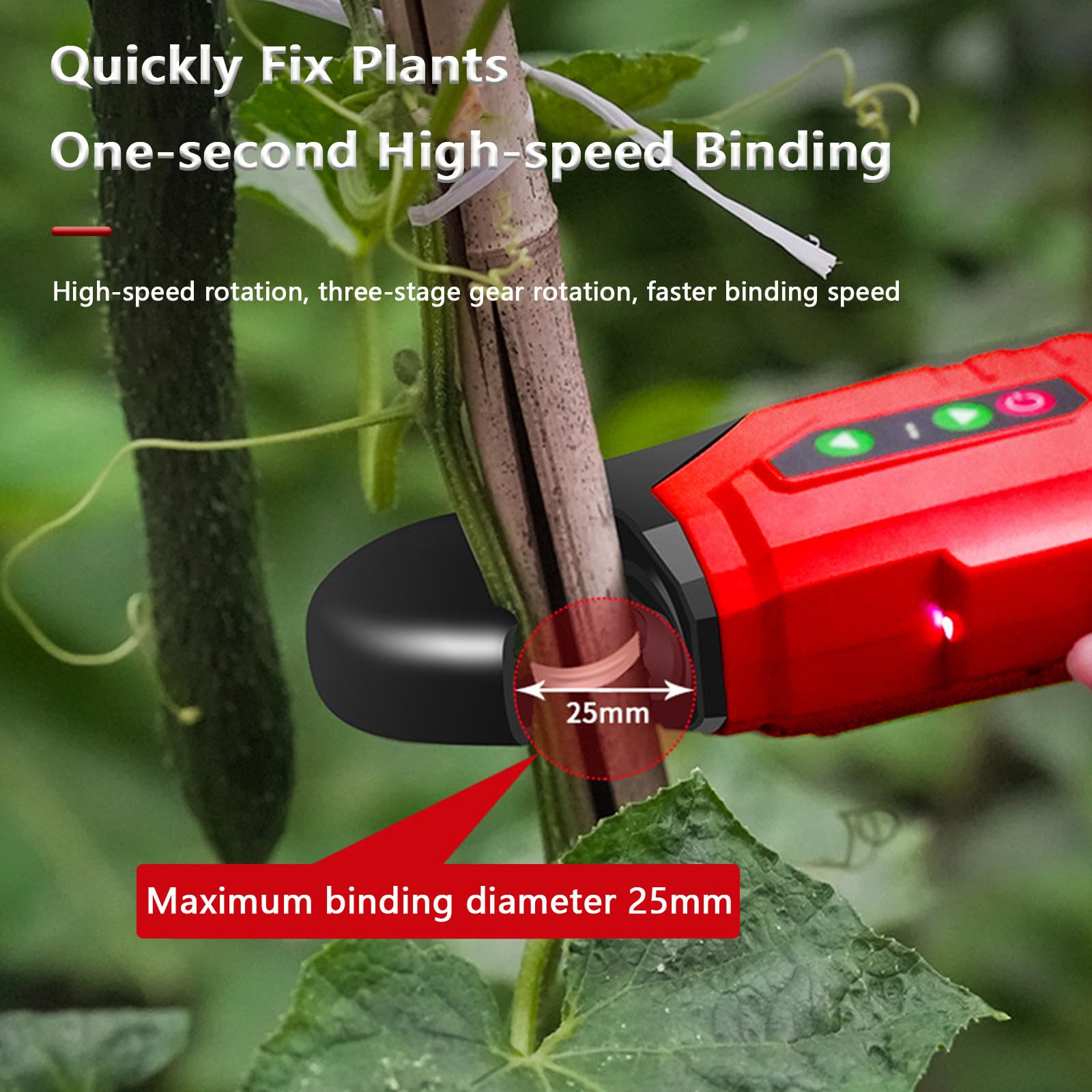 Attrezzo Elettrico per Nastro per Vigneto, Legatrice Automatica per Filo di Pomodoro con Regolazione a 4 Marce, Strumento per Legare Vigneto Portatile per Pomodoro UVA Verdure Fiore