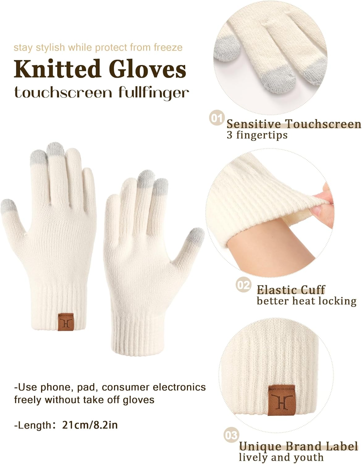 Hat Scarf And Gloves Set For Women, Womens Beanie Hats Thermal Touchscreen Gloves Scarf Scarves, Winter Accessories Sets - Image 3