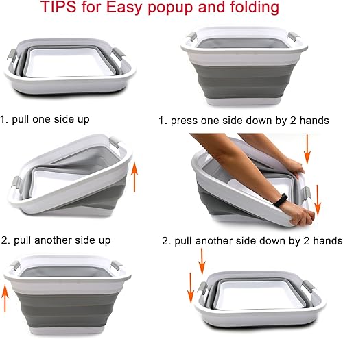 Miniatura 4 de SAMMART Cesta plegable de plástico para la ropa sucia de 32 litros  Contenedor de almacenamiento plegable  organizador  Tina de lavado portátil