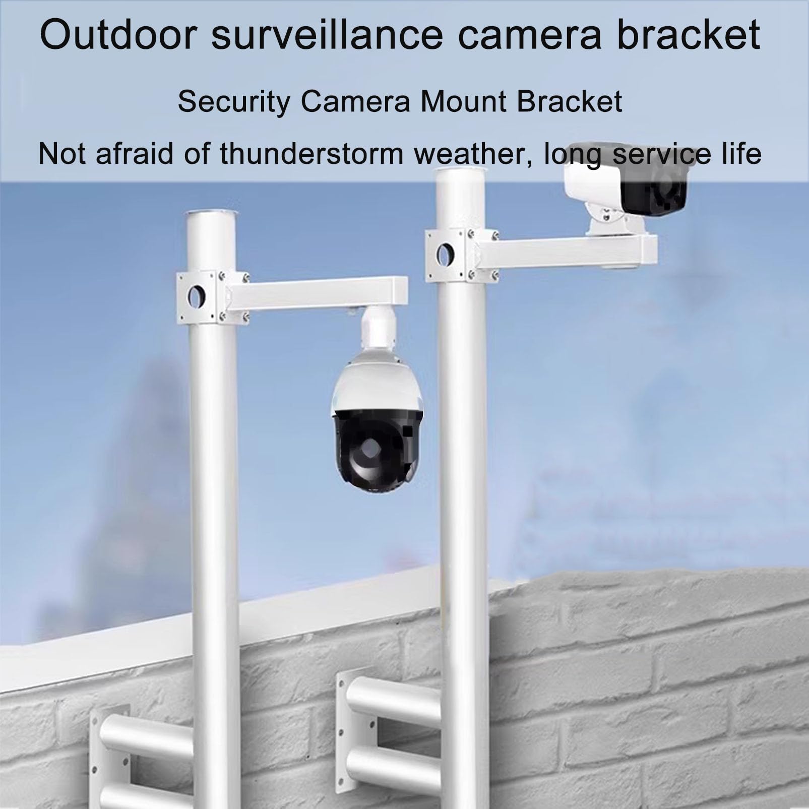 Este Soporte para cámara de vigilancia - Soporte de Brazo Extensor para Poste de CCTV para Exteriores - Soporte de Pared Universal para cámaras de Seguridad