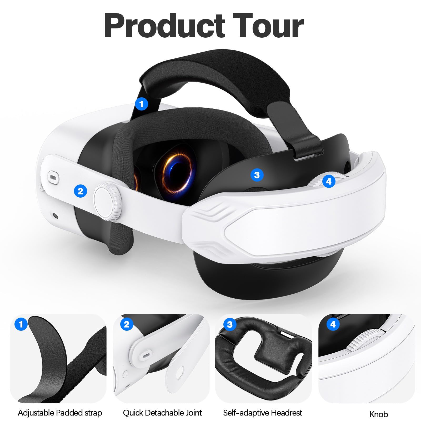 Sangles de tête de rechange pour 2/3/3S VRs - Accessoires réglables - Réduit la pression pour casques