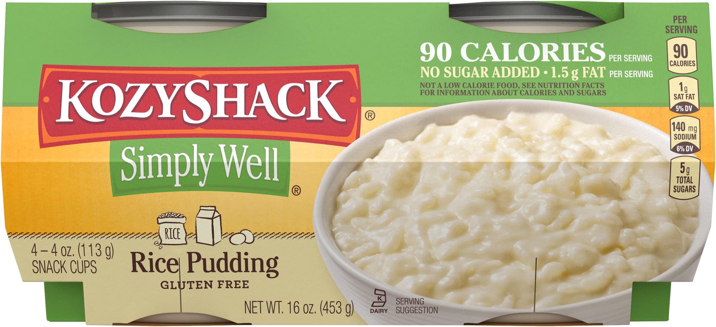 KOZY SHACK Simply Well Rice Pudding 4ct, 16 OZ