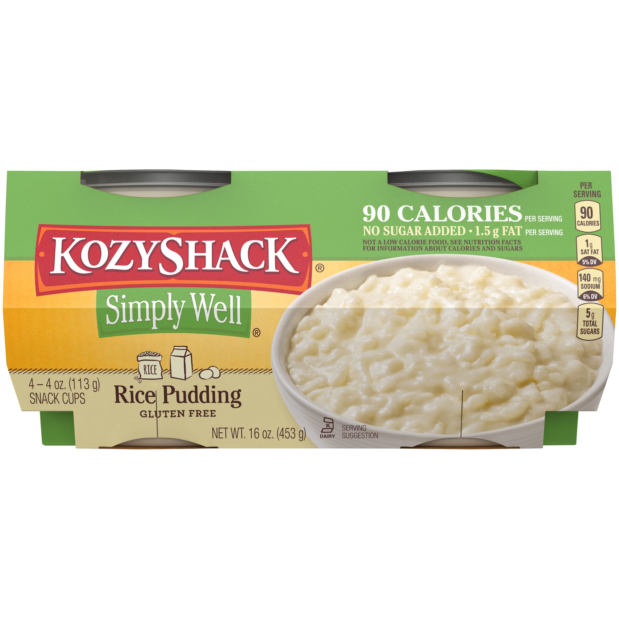 Kozy Shack Simply Well Rice Pudding 4-pack, 16 oz