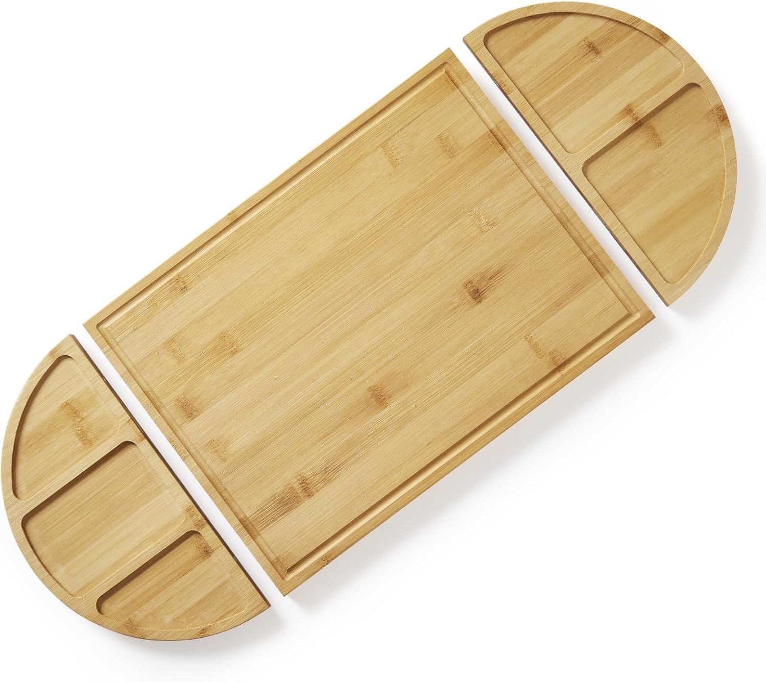 Takywep Eco-Friendly 3-Piece Bamboo Cheese & Meat and Cheese Platter Board Set – Large Magnetic Cutting Board with Deep Juice Grooves, 5 Built-In Compartments, Easy-to-Clean