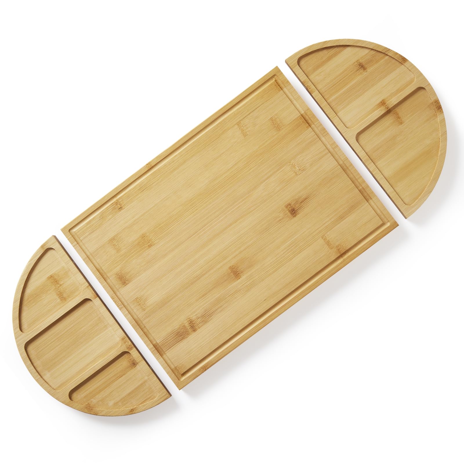 Garvee Lot de 3 planches à découper magnétiques en bambou – Planche apéritif/assortiment & fromage, ample surface – Rainure à jus profonde – Compartiments intégrés – Plateau de service