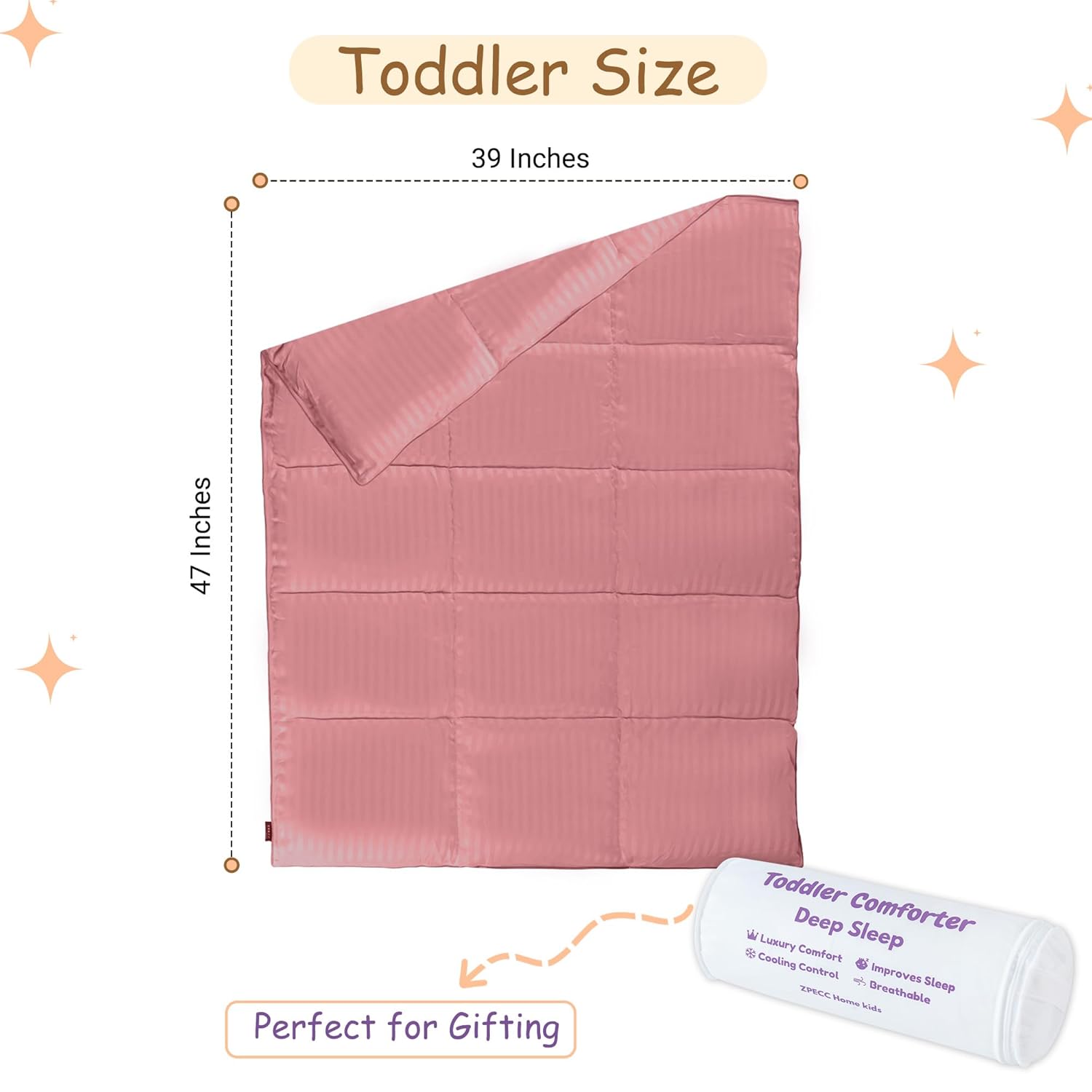 ZPECC Toddler Down Alternative Comforter, 39x47 Hypoallergenic Baby Blanket Quilt, Soft Breathable Lightweight All Season Kids Duvet Insert for Crib Stroller Cot Daycare, Dusty Rose - Image 2