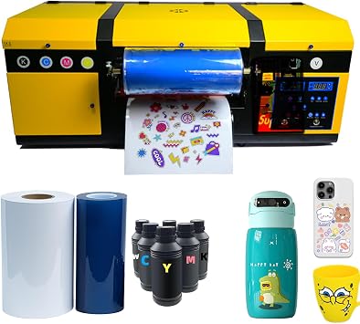 UV DTF Printer -with Dual XP600 Printhead, A3 UV DTF Laminating Printer Varnish Effect, Faster Speed 2 in 1 UV Flatbed Printer for Glass, Ceramics, Wood, Metal, Leather Printing