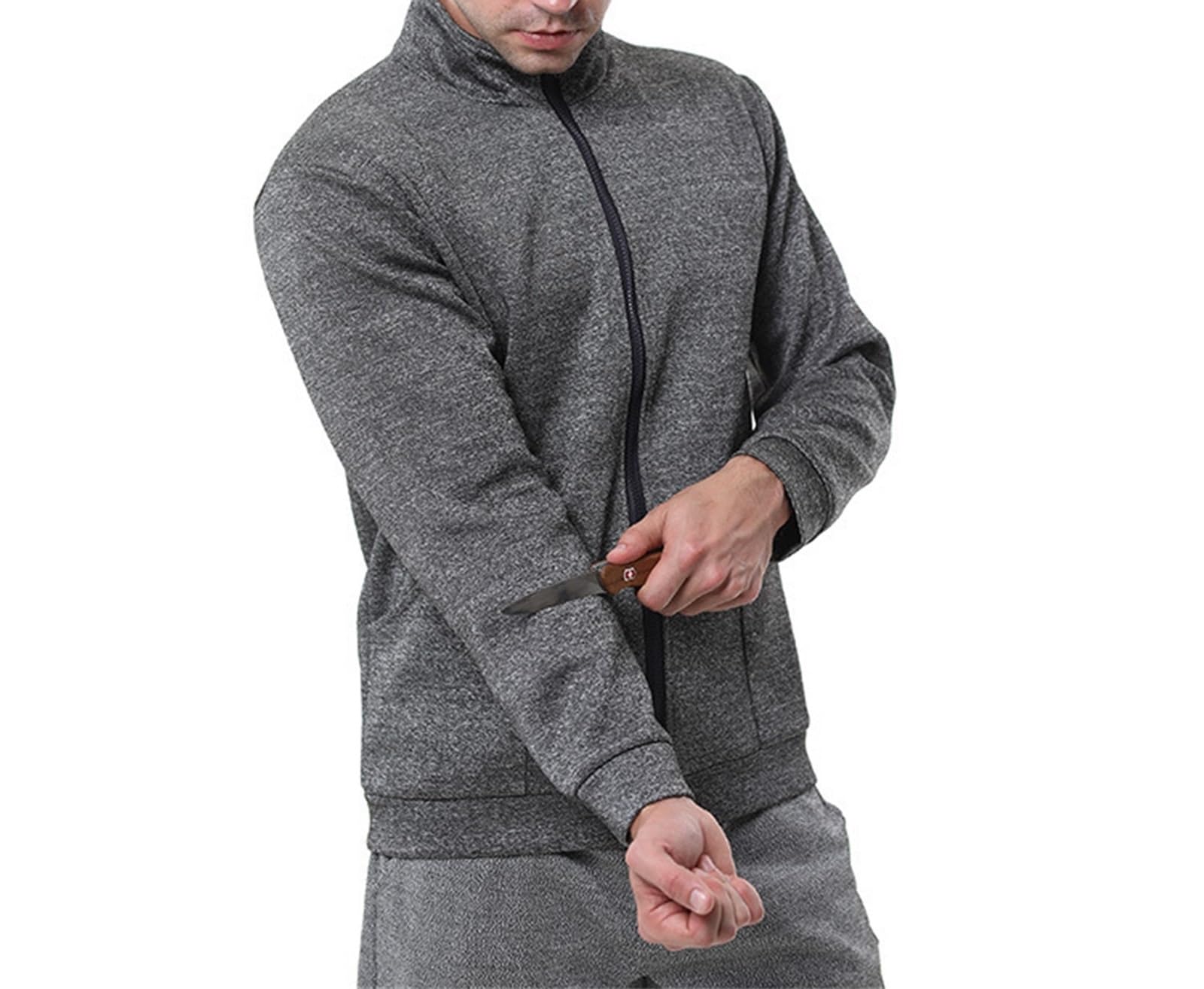 Schnittfeste Handschuhe, Outdoor-Sport-Strickjacke mit Reißverschluss, schnittfeste Kleidung, modische und leichte Sicherheits-Schutzkleidung aus Polyethylen(Small)