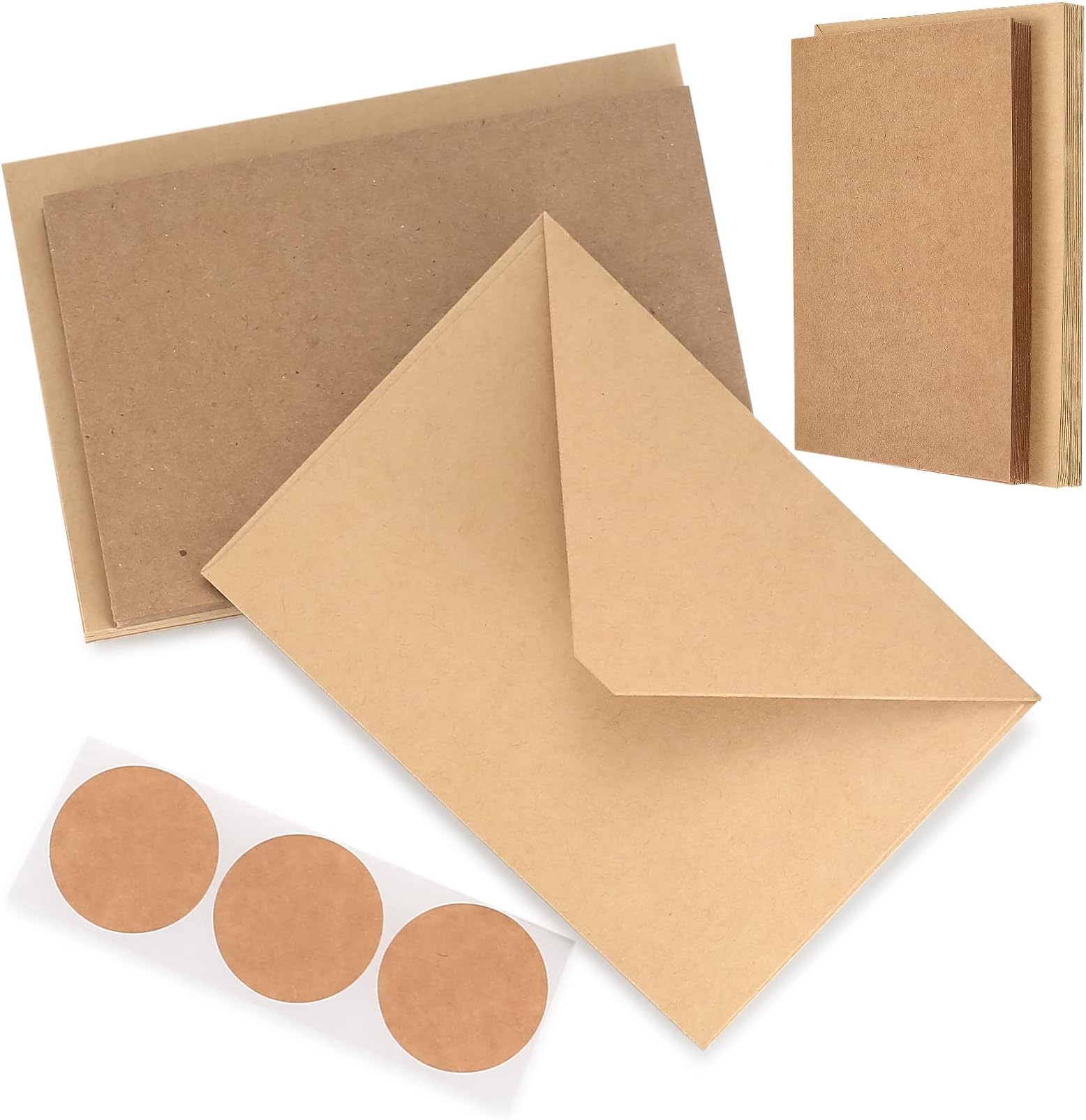 Papermania A6 Recycled Kraft Blank Card and Envelope, Pack of 50