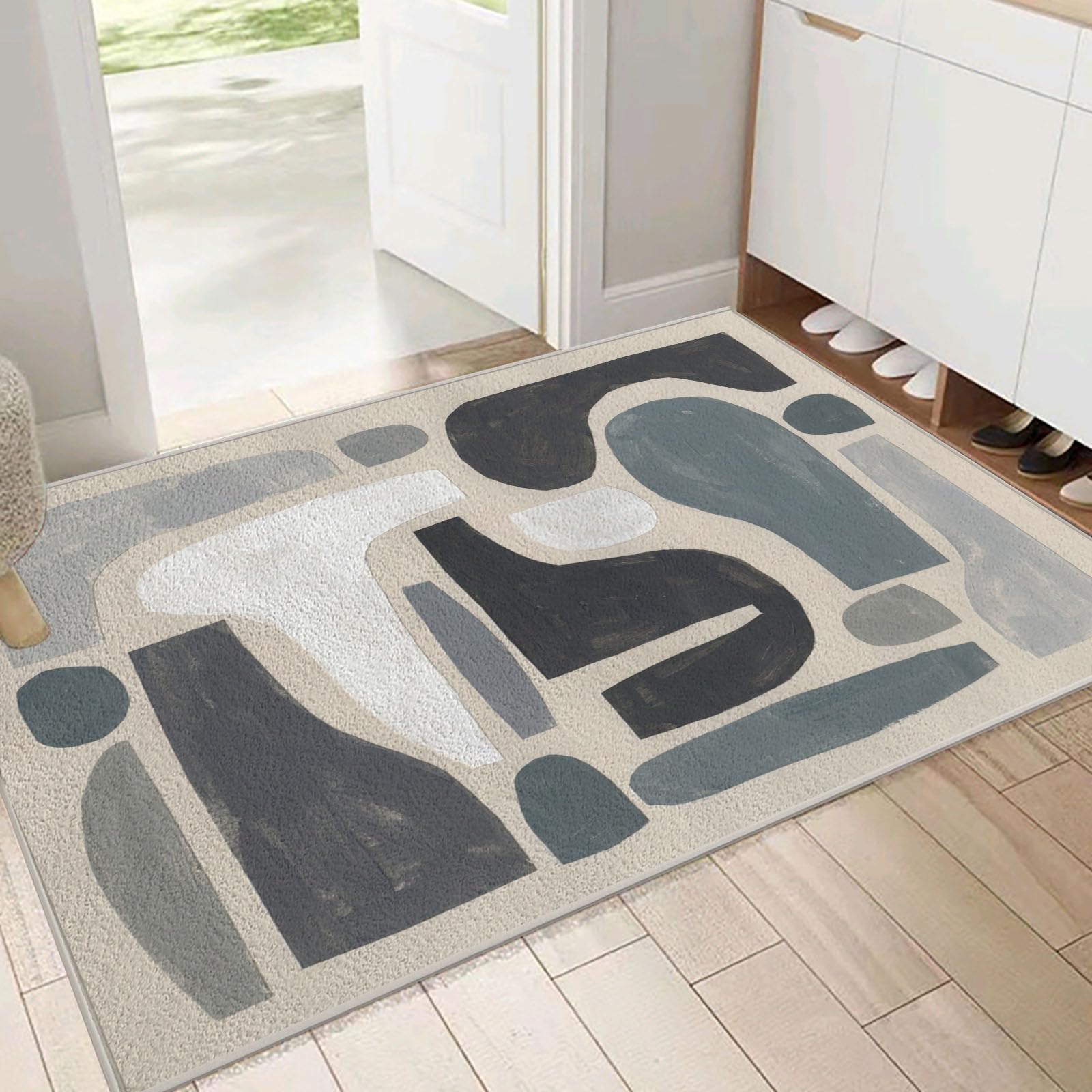Tapis antidérapant d'entrée lavable en machine style art abstrait moderne 50x80cm