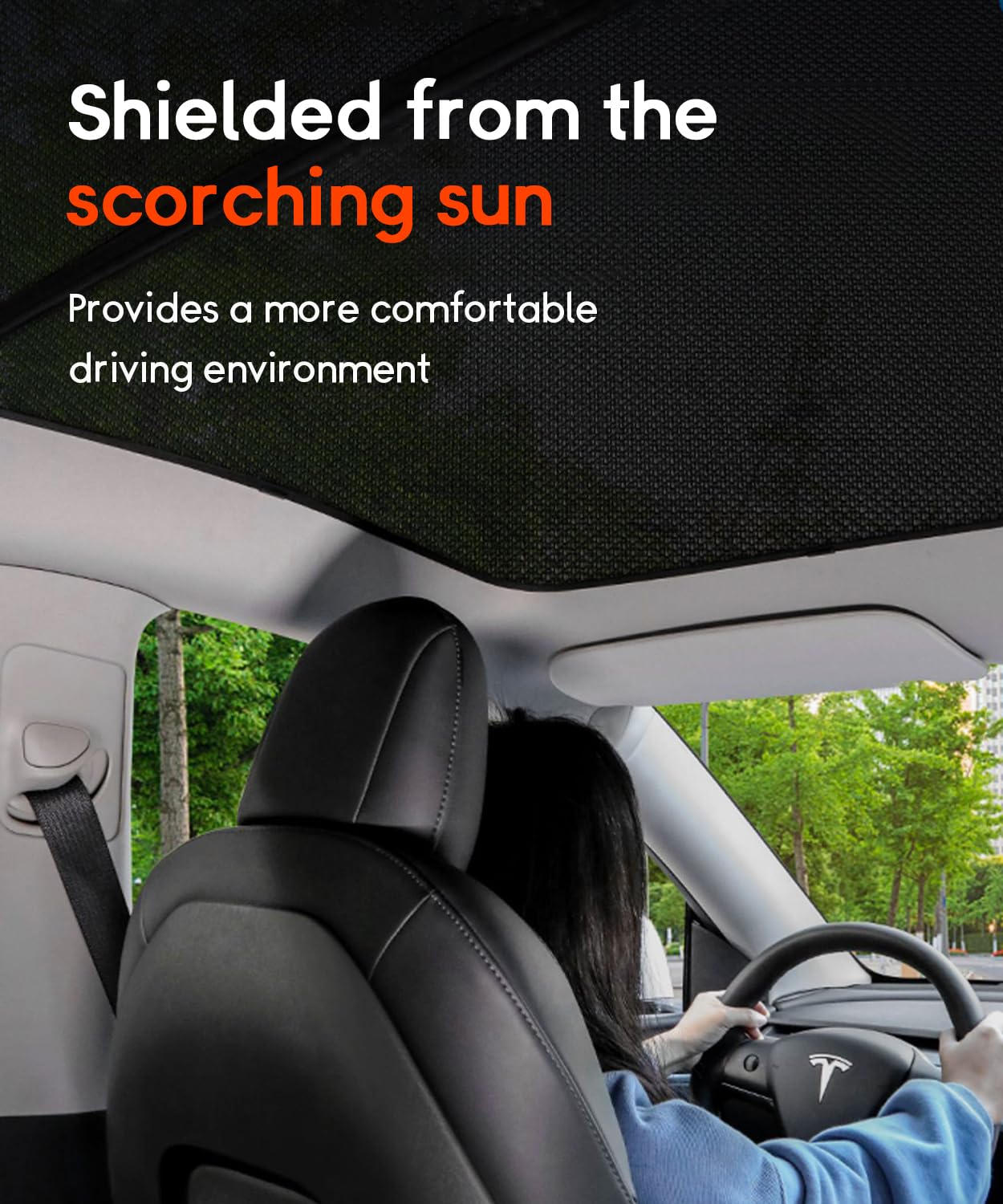 EVAUTO Tesla Model Y Tettuccio parasole Coperchio parasole Blocchi Raggi UV Lucernario Sole Protezione solare UV per bambini Adulti Animali domestici-nero