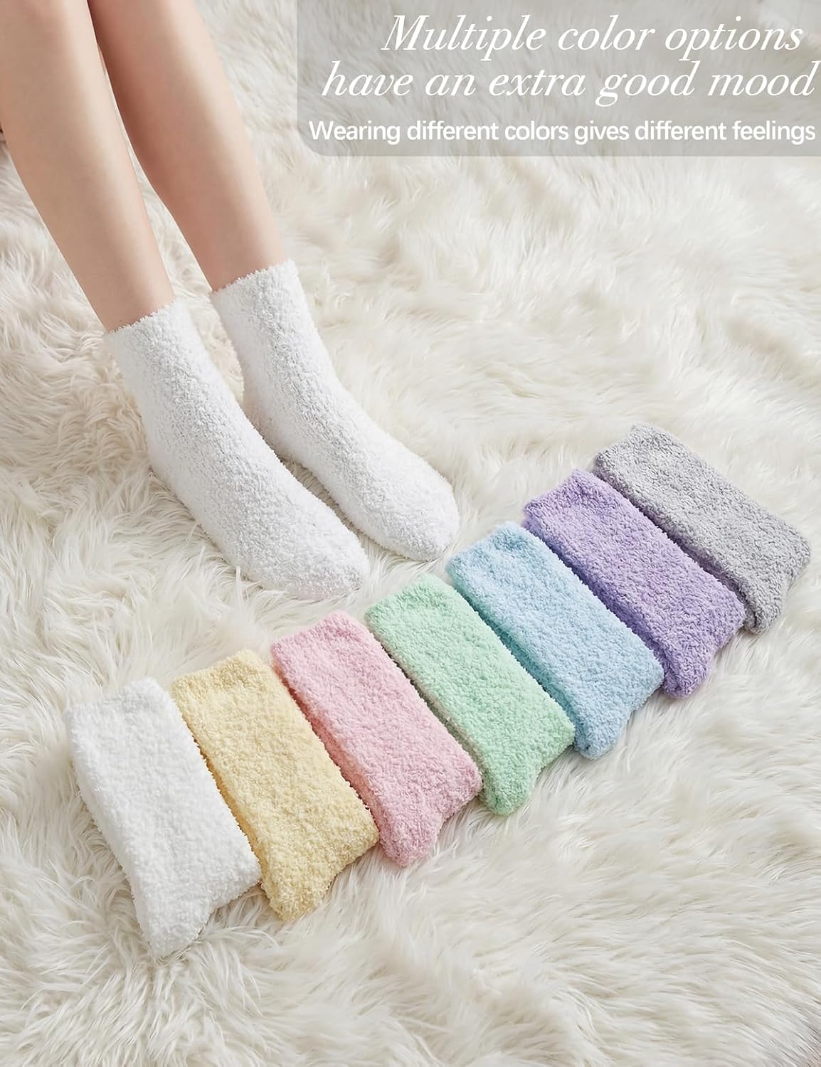 TOCONFFON Women's Fuzzy Socks Cozy Fluffy Socks Hospital Home Sleep Slipper Socks Warm Cozy Gifts Ideas for Mom 7 Pairs(7 Solid Color)