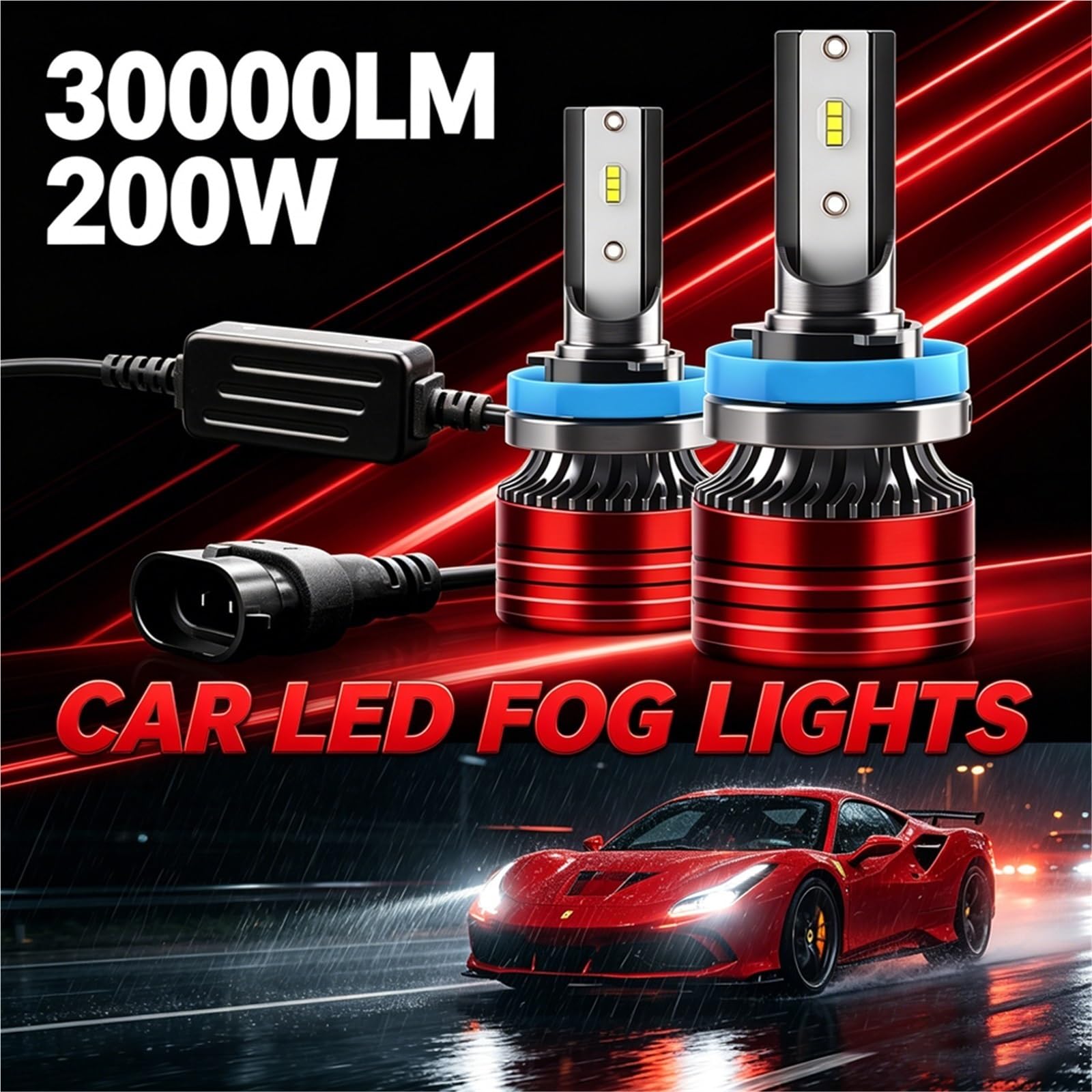 Światła drogowe 200W Canbus H8 H9 H11 LED | Światło Przeciwmgielne Samochodu 9005 HB3 9006 DRL Światło Drogowe Żarówki Reflektorów H7 6000K(H7)
