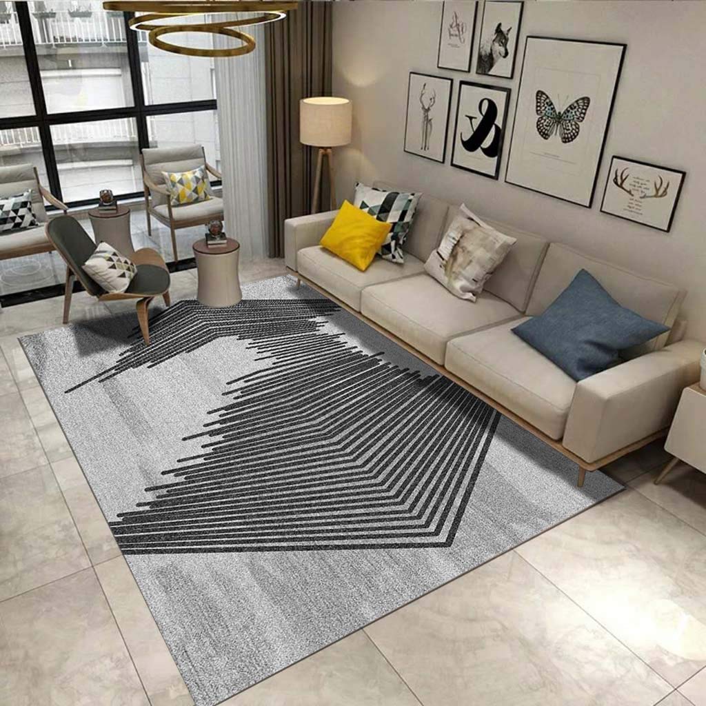 Tapis de salon géométrique carré rétro 12 minimaliste pour décoration